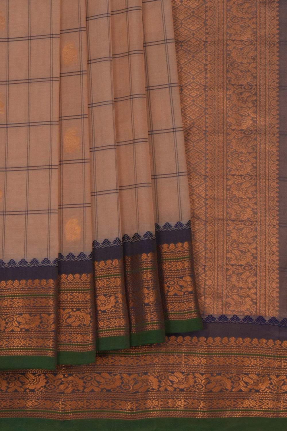Image of Gadwal Sico Kattam Beige Saree